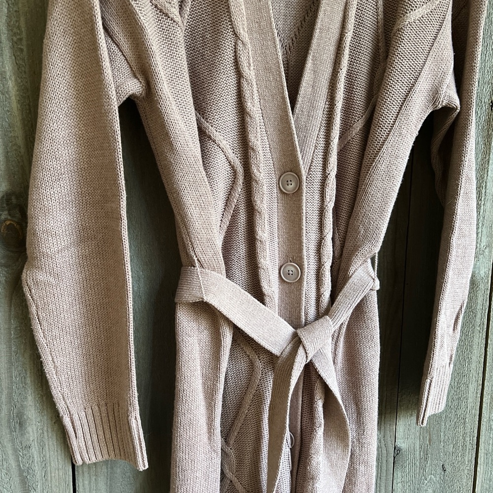 L’AGENCE Cable Cardigan with Tie